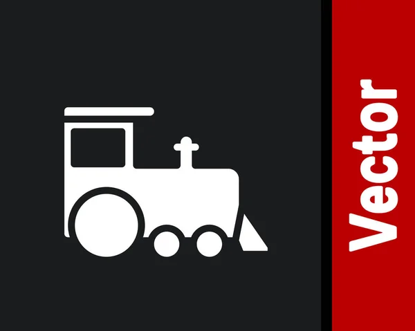 Icono Del Tren Juguete Blanco Aislado Sobre Fondo Negro Vector — Vector de stock