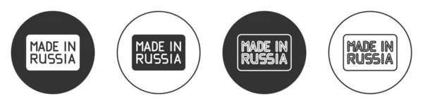 Black Made Russia Ícone Isolado Fundo Branco Botão Circular Vetor — Vetor de Stock