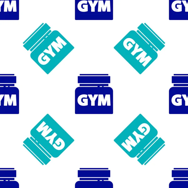 Blue Sports Voeding Bodybuilding Proteïne Power Drink Voedsel Pictogram Geïsoleerd — Stockvector