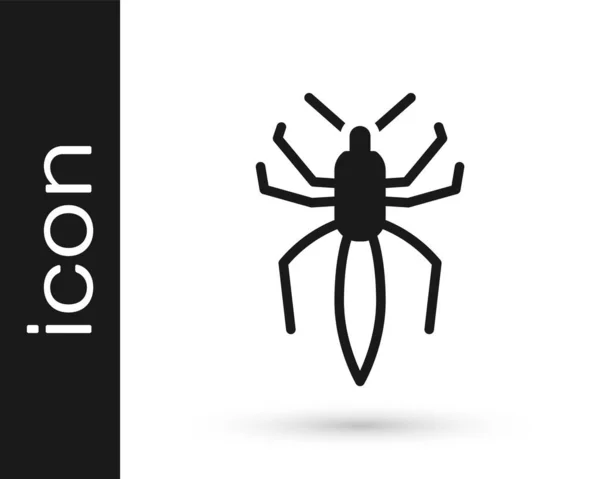 Black Spider Icon Isolated White Background Happy Halloween Party Vector — Stock Vector