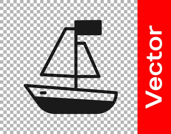 Black Toy Boat Icon Isolated Transparent Background Vector — Stock Vector