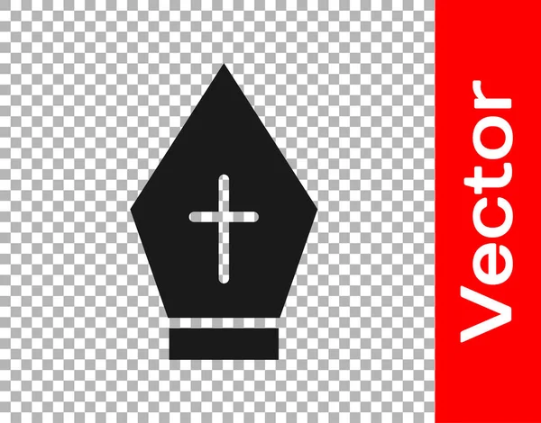 Черная Икона Папы Римского Прозрачном Фоне Знак Христианской Шляпы Вектор — стоковый вектор