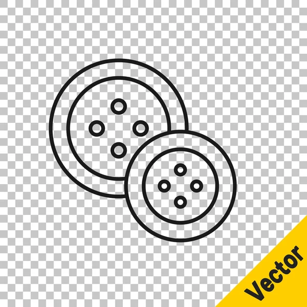 Черная Линия Шитье Кнопки Одежды Значок Изолирован Прозрачном Фоне Кнопка — стоковый вектор