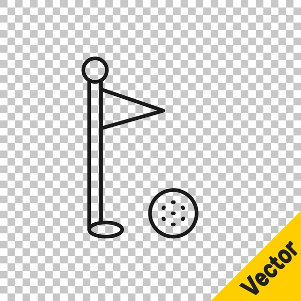Черная Линия Значок Флага Гольфа Изолирован Прозрачном Фоне Оборудование Гольфа — стоковый вектор