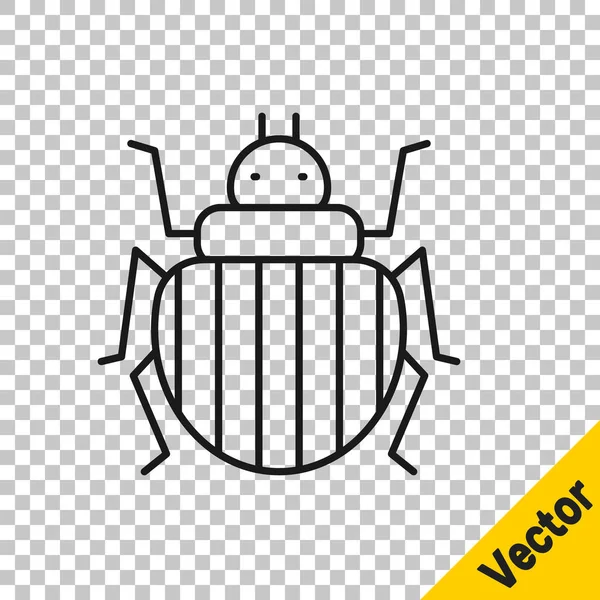 Icono Escarabajo Línea Negra Colorado Aislado Sobre Fondo Transparente Vector — Vector de stock