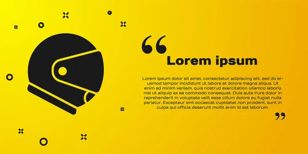 Schwarzer Helm Symbol Isoliert Auf Gelbem Hintergrund Extremsport Sportgeräte Vektorillustration — Stockvektor