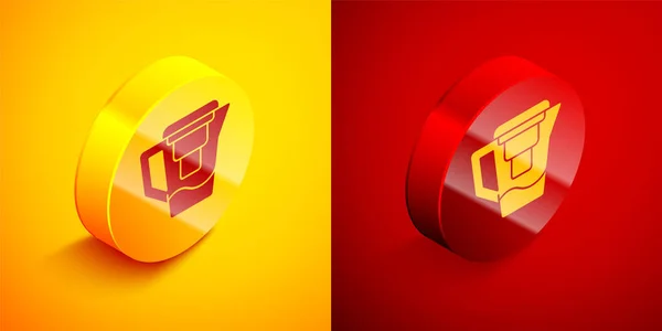 Isometric Water jug with a filter icon isolated on orange and red background. Circle button. Vector Illustration. — Stock Illustration Isometric Water Jug Filter Icon Isolated Orange Red Background Circle Royalty Free Stock Illustrations