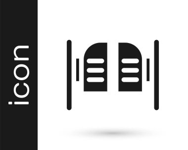 Gri Batı sallanan salon kapısı simgesi beyaz arka planda izole edilmiş. Vektör İllüstrasyonu.