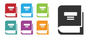 Siyah Kitap simgesi beyaz arkaplanda izole edildi. Simgeleri renklendirin. Vektör İllüstrasyonu.