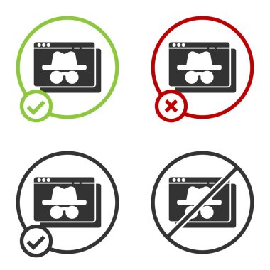 Siyah Tarayıcı kimliksiz pencere simgesi beyaz arkaplanda izole edildi. Çember düğmesi. Vektör.