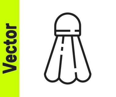 Siyah çizgi Badminton mekik siki simgesi beyaz arka planda izole edildi. Spor malzemeleri. Vektör İllüstrasyonu.