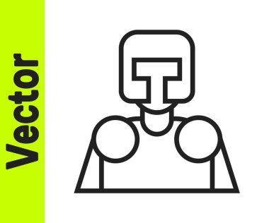 Siyah çizgi Ortaçağ şövalyesi ikonu beyaz arka planda izole edilmiş. Vektör.