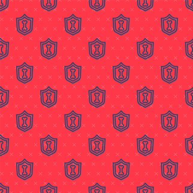 Mavi çizgi Hayvan Sağlık Sigortası ikonu kırmızı arka planda pürüzsüz desen izole etti. Hayvan koruma konsepti. Vektör.