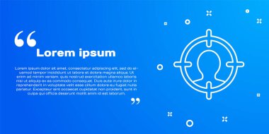 Beyaz çizgi kafa avlama ikonu mavi arka planda izole edildi. İş hedefi ya da İstihdam tabelası. İş için insan kaynakları ve adam toplama. Vektör.