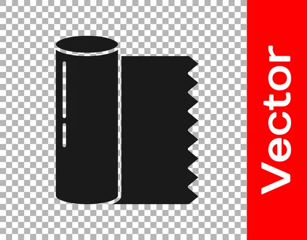 Svart Textil Tyg Rulle Ikon Isolerad Transparent Bakgrund Rulla Matta — Stock vektor