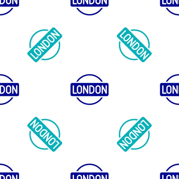Niebieski Londyn Znak Ikona Izolowane Bezszwowy Wzór Białym Tle Wektor — Wektor stockowy
