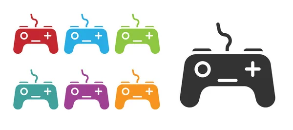 黑色Gamepad图标在白色背景上隔离 游戏控制器 设置彩色图标 — 图库矢量图片
