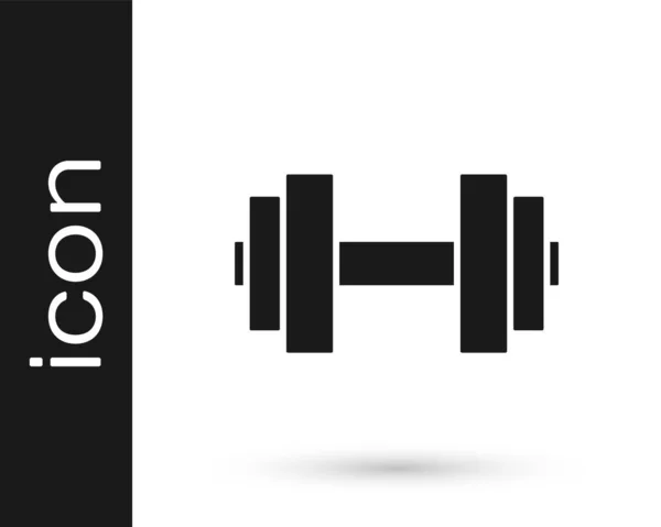 Fekete Dumbbell Ikon Elszigetelt Fehér Háttérrel Izomemelő Ikon Fitnesz Súlyzó — Stock Vector