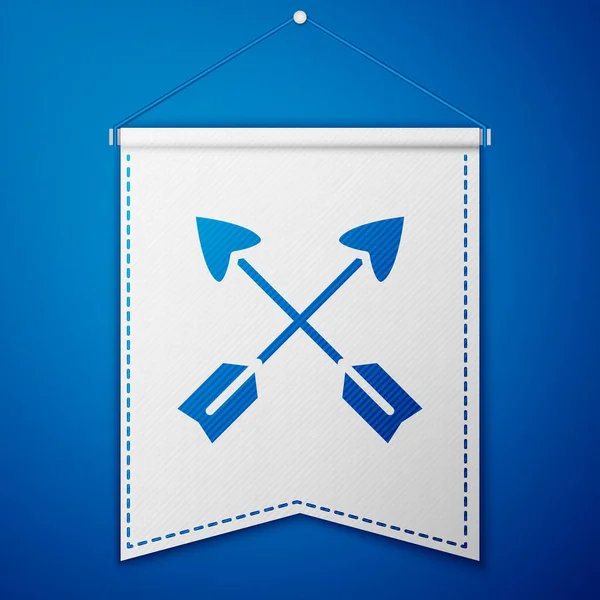 Ikona Modré Křížové Šipky Izolované Modrém Pozadí Bílá Vlajková Šablona — Stockový vektor