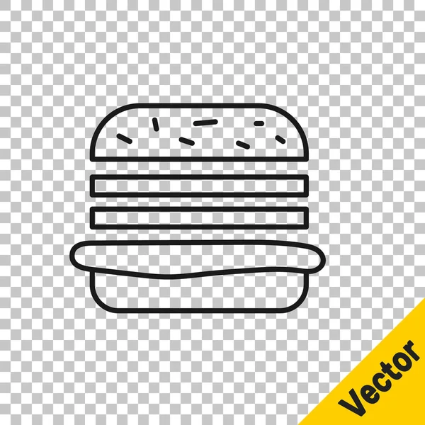 Черная Линия Бургер Значок Изолирован Прозрачном Фоне Икона Гамбургера Знак — стоковый вектор