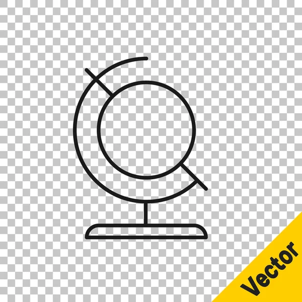 Schwarze Linie Erdglobus Symbol Isoliert Auf Transparentem Hintergrund Vektorillustration — Stockvektor