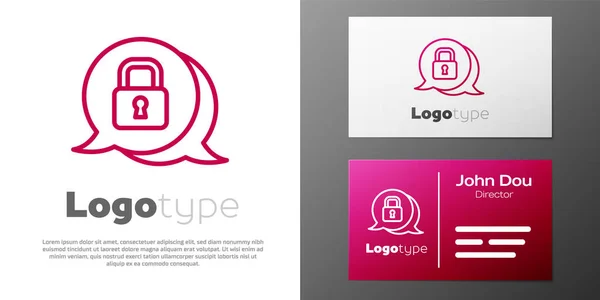 Logotype Line Cyber Security Icon Isolated White Background Closed Padlock — Stock Vector