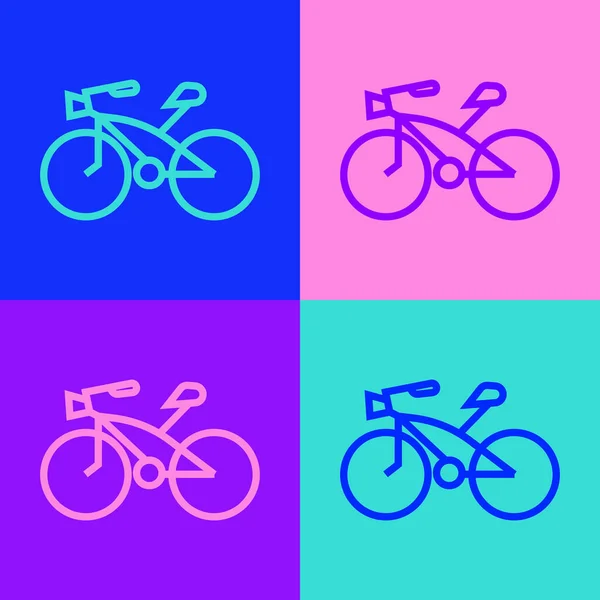 Pop Art Ligne Icône Vélo Isolé Sur Fond Couleur Course — Image vectorielle