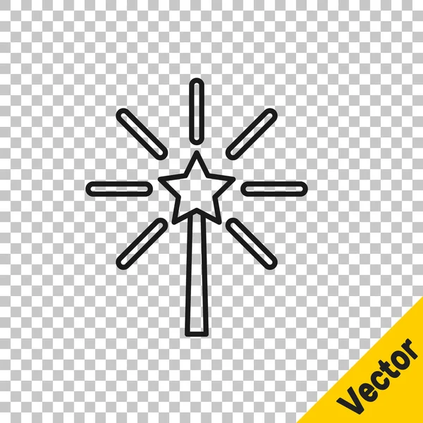 Schwarze Linie Feuerwerk Symbol Isoliert Auf Transparentem Hintergrund Konzept Der — Stockvektor