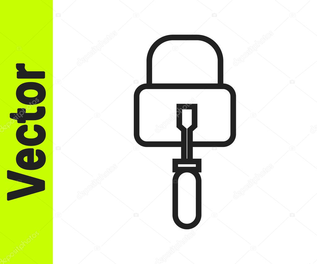 Black line Lockpicks or lock picks for lock picking icon isolated on white background.  Vector Illustration.