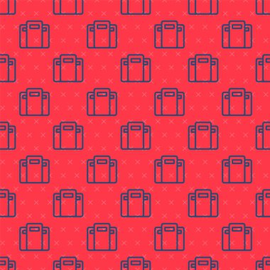 Mavi çizgi polis saldırı kalkanı ikonu kırmızı arka planda pürüzsüz desen izole etti. Vektör.