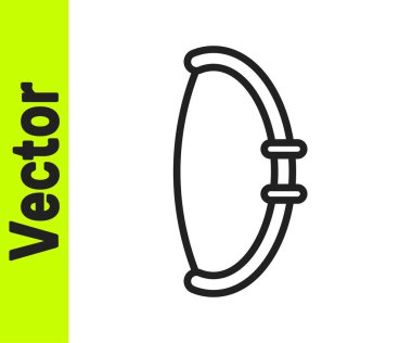 Siyah çizgi ortaçağ yay simgesi beyaz arkaplanda izole edildi. Ortaçağ silahı. Vektör.