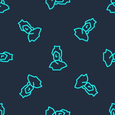 Yeşil çizgi Kadim büst heykel ikonu mavi arka planda izole edilmiş pürüzsüz desen. Vektör.