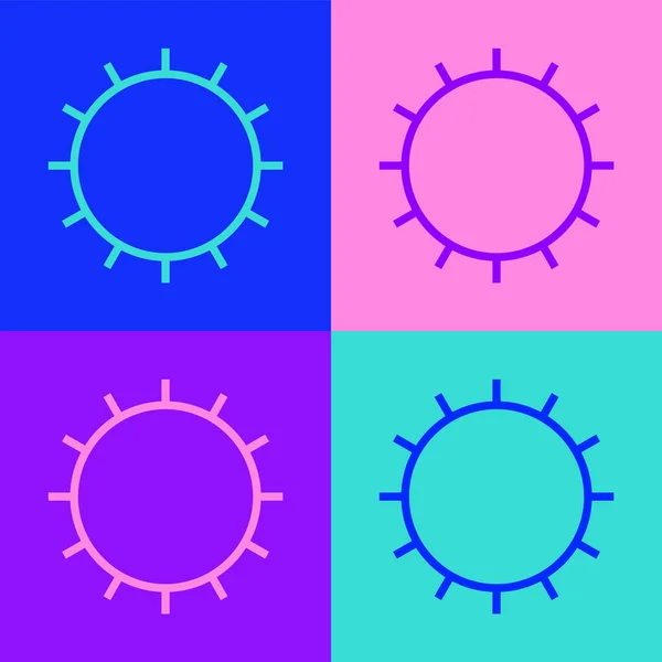 Pop Art Line Sun Icon Isolated Color Background Summer Symbol — Stock Vector