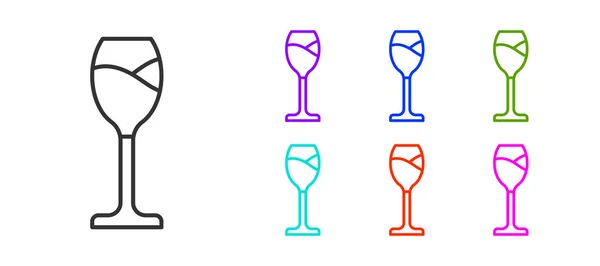 Schwarze Linie Weinglas Symbol Isoliert Auf Weißem Hintergrund Weinglas Ikone — Stockvektor