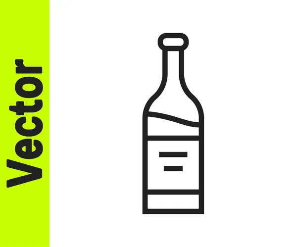 Schwarze Linie Flasche Wein Symbol Isoliert Auf Weißem Hintergrund Vektor — Stockvektor