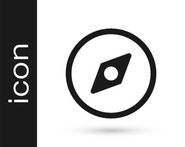 Gri Pusula simgesi beyaz arkaplanda izole edildi. Rüzgâr yön bulma sembolü. Rüzgar gül işareti. Vektör İllüstrasyonu.