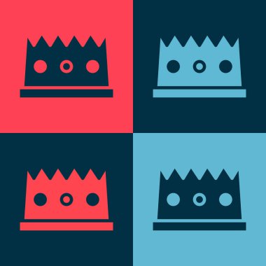 Pop Art King Taç simgesi renk arkaplanında izole edildi. Vektör.