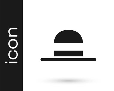 Beyaz arka planda izole edilmiş siyah şık kadın şapka ikonu. Vektör.