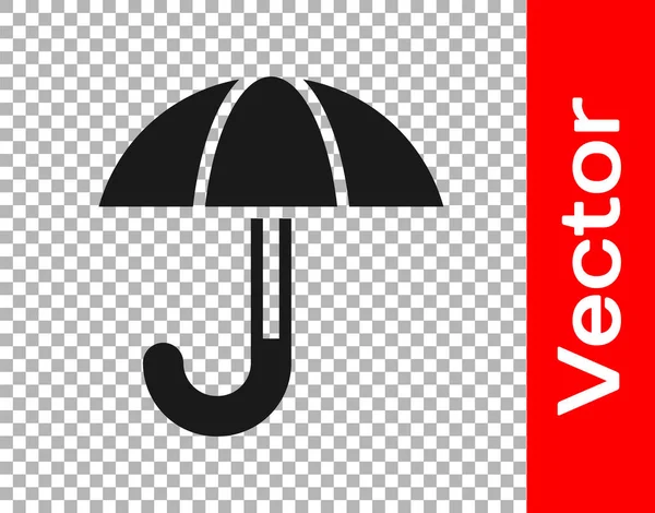 Negro Clásico Elegante Paraguas Abierto Icono Aislado Sobre Fondo Transparente — Vector de stock