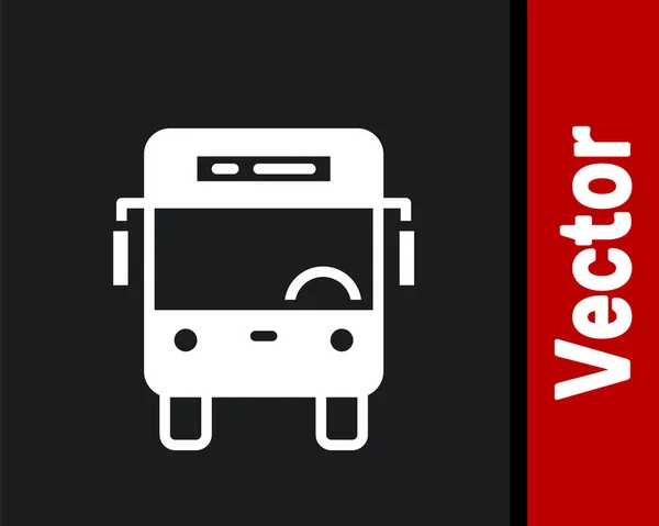 Weißes Bus Symbol Isoliert Auf Schwarzem Hintergrund Verkehrskonzept Busfahrt Verkehrsschild — Stockvektor