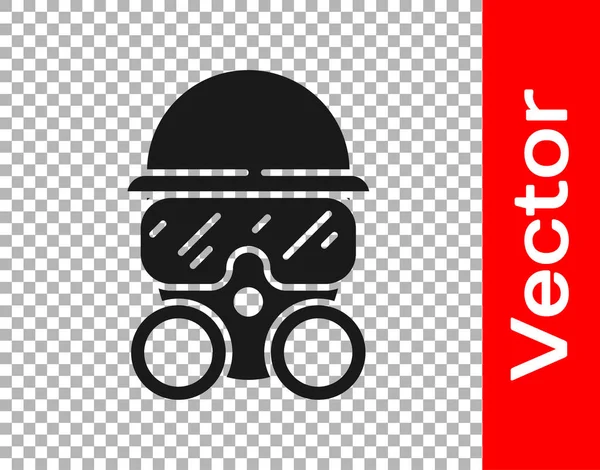 Black Gas Mask Icon Isolated Transparent Background Respirator Sign Vector — Stock Vector