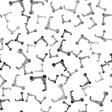 Çocuk simgesi için siyah scooter beyaz arka planda izole edilmiş pürüzsüz desen. Motoru tekmele ya da dengeli sür. Vektör.