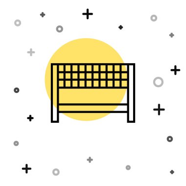 Bitiş çizgisi simgesindeki siyah şerit beyaz arkaplanda izole edildi. Bitiş çizgisinin sembolü. Spor sembolü ya da iş konsepti. Rastgele dinamik şekiller. Vektör İllüstrasyonu.