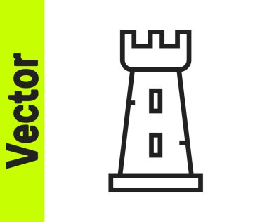 Beyaz arka planda siyah çizgi kale ikonu izole edildi. Kale işareti. Vektör.