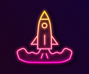 Parlayan neon çizgisi simgesi siyah arkaplanda izole edildi. Vektör.