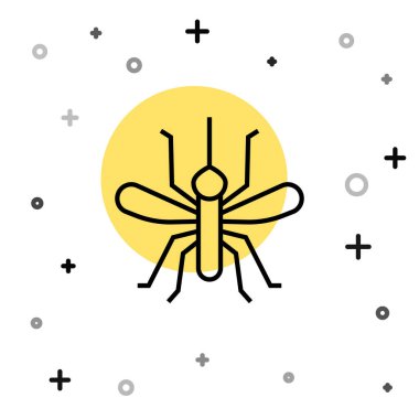 Siyah çizgi sivrisinek simgesi beyaz arkaplanda izole edildi. Rastgele dinamik şekiller. Vektör.