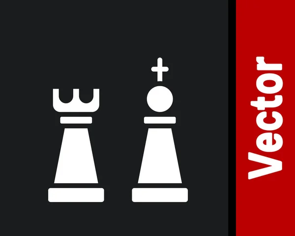 白いチェスのアイコンは黒の背景に隔離された ビジネス戦略 ゲーム ベクトル — ストックベクタ