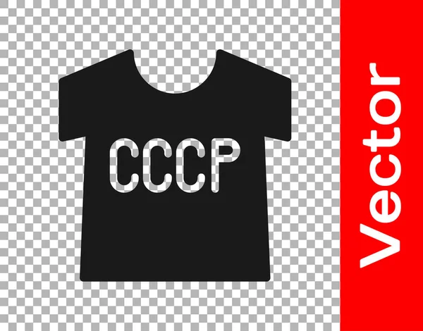 Camiseta Negra Urss Aislada Sobre Fondo Transparente Vector — Vector de stock