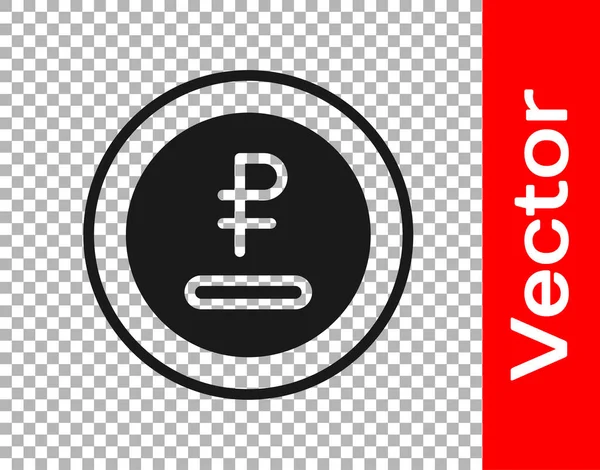 Rouble Noir Rouble Monnaie Icône Pièce Isolé Sur Fond Transparent — Image vectorielle