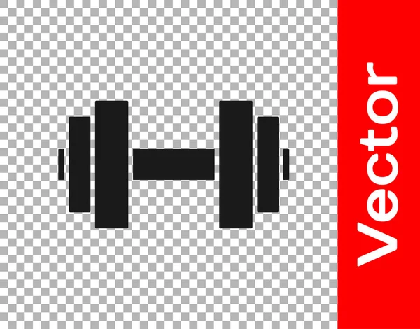 Schwarzes Hantel Symbol Isoliert Auf Transparentem Hintergrund Muskellifting Ikone Fitness — Stockvektor